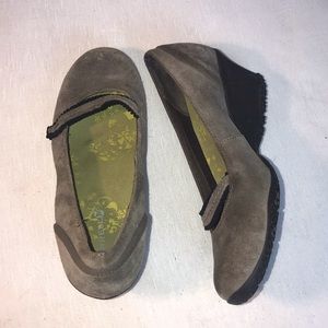 MERRELL Petunia Grey Suede Leather Mary Jane wedg